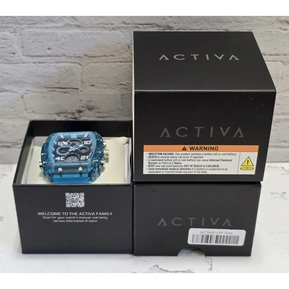 Activa X Invicta Digital Essentials Men's Watch 45mm Light Blue ACW8109-006 New